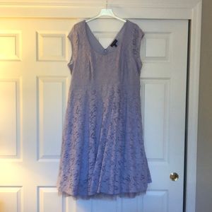Lane Bryant 22/24 Lilac Fit/Flair Lace Dress with Tulle Accent and Cap Sleeves